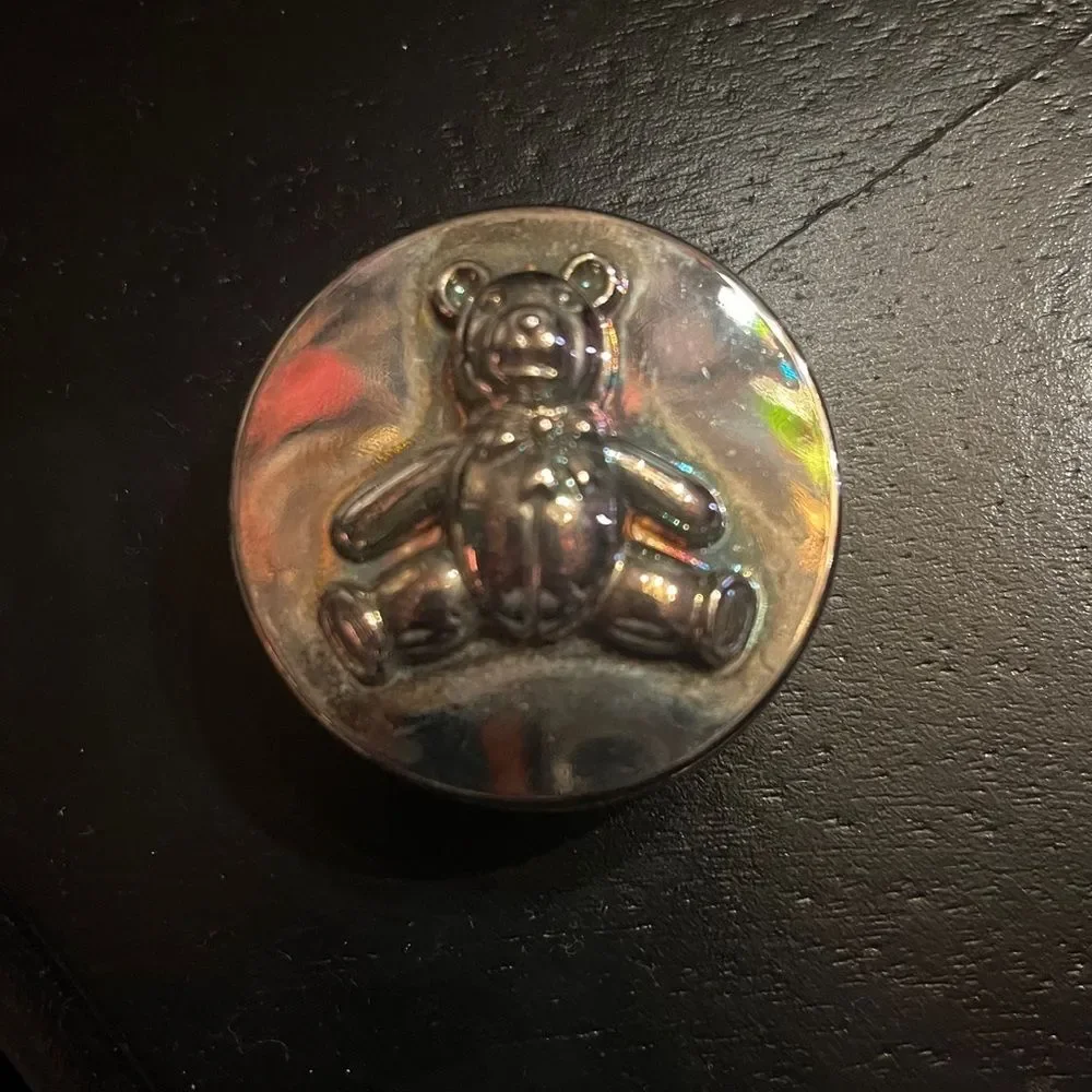 Towle silver plated baby cup and trinket box with bear design